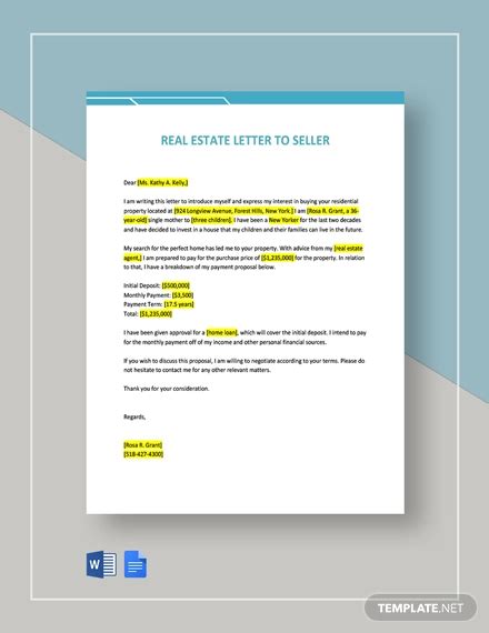are letters to the seller legal real estate